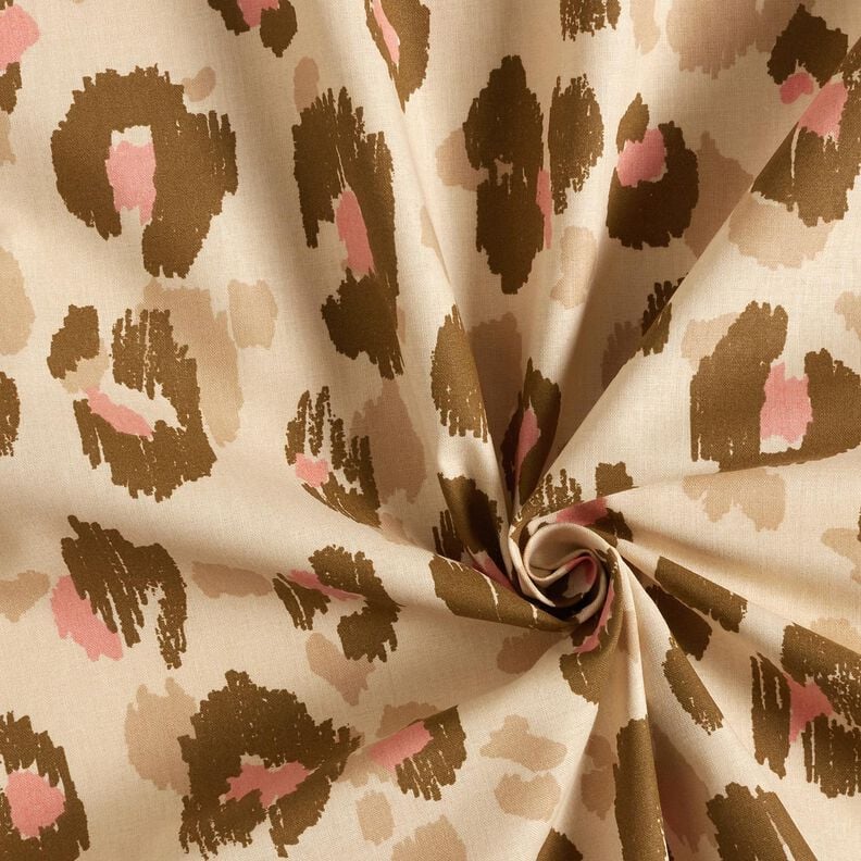 Bomuldspoplin Leom&oslash;nster &ndash; mandel/gammelrosa,  image number 3