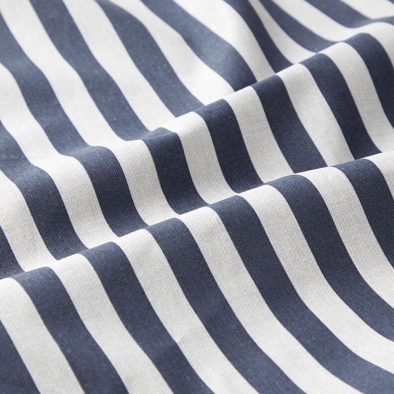 Bomuldsstof Cretonne maritime striber – sort-blå/lys taupe,  image number 2