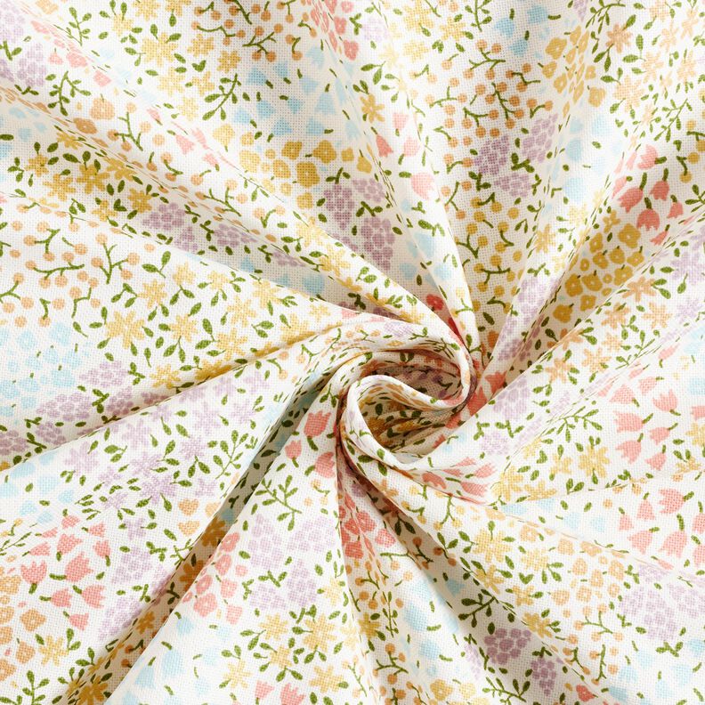 Dekorationsstof Halvpanama farverige mini-blomster – elfenben/rosa,  image number 3