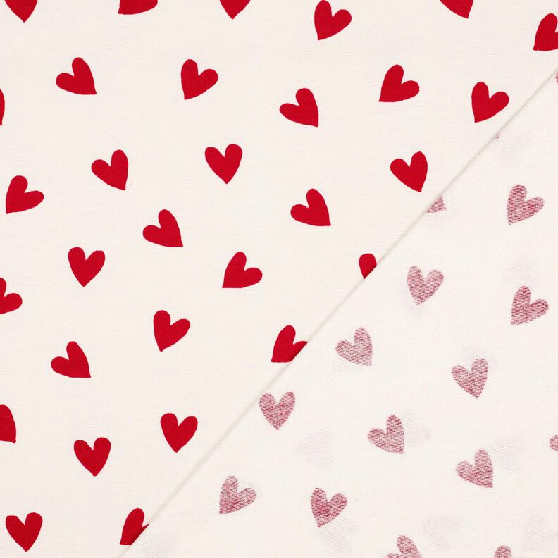 Bomuldsflonel hjerter | Poppy Fabrics – elfenben/karminrød,  image number 4