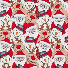 French Terry Sommersweat rensdyr, julemand og snemand – uldhvid, 