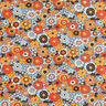 Bomuldsstof Cretonne farverige blomster – lys jeans-blå/orange,  thumbnail number 1