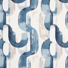 Dekorationsstof Halvpanama abstrakt k&aelig;de &ndash; elfenben/bl&aring;, 