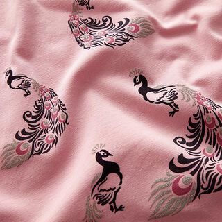 Bomuldsjersey glimmer-påfugle – rosa, 
