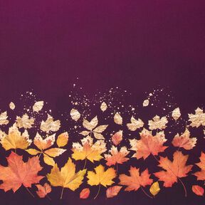 French Terry Bordure stof Ahornblade | Glitzerpüppi – merlot/gammelguld, 