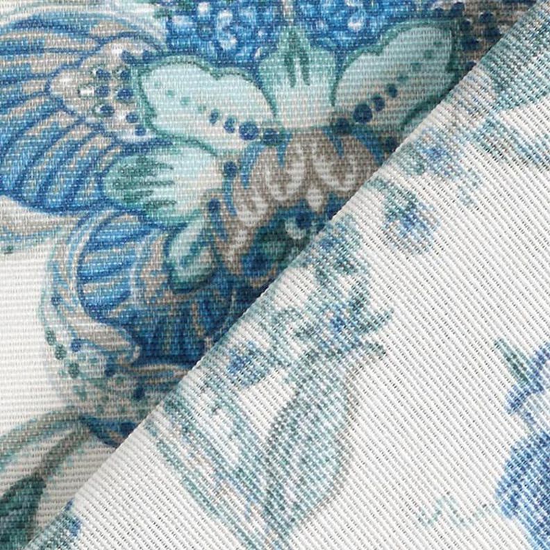 Dekorationsstof kanvas orientalske blomsterornamenter 280 cm – hvid/blå,  image number 4