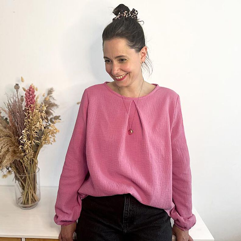 Musselin/Dobbelt-Crincle stof – pastelviolet,  image number 6