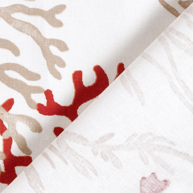 Bomuldsstof Cretonne store koraller – hvid/ferskenorange,  image number 4