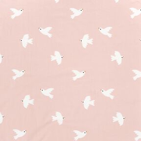 Bomuldsjersey store fugle – rosé/hvid, 