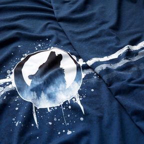 French Terry Panel Mystisk ulv | Glitzerpüppi – marineblå/hvid, 