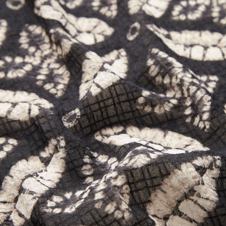 crêpe chiffon bladdesign – sort/beige,  image number 2