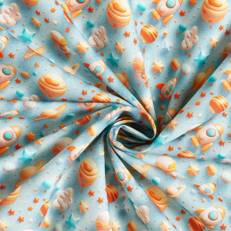 Bomuldspoplin univers Digitaltryk – lyseblå,  image number 3