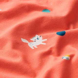Bomuldsjersey kat og bolde | PETIT CITRON – laksefarvet, 