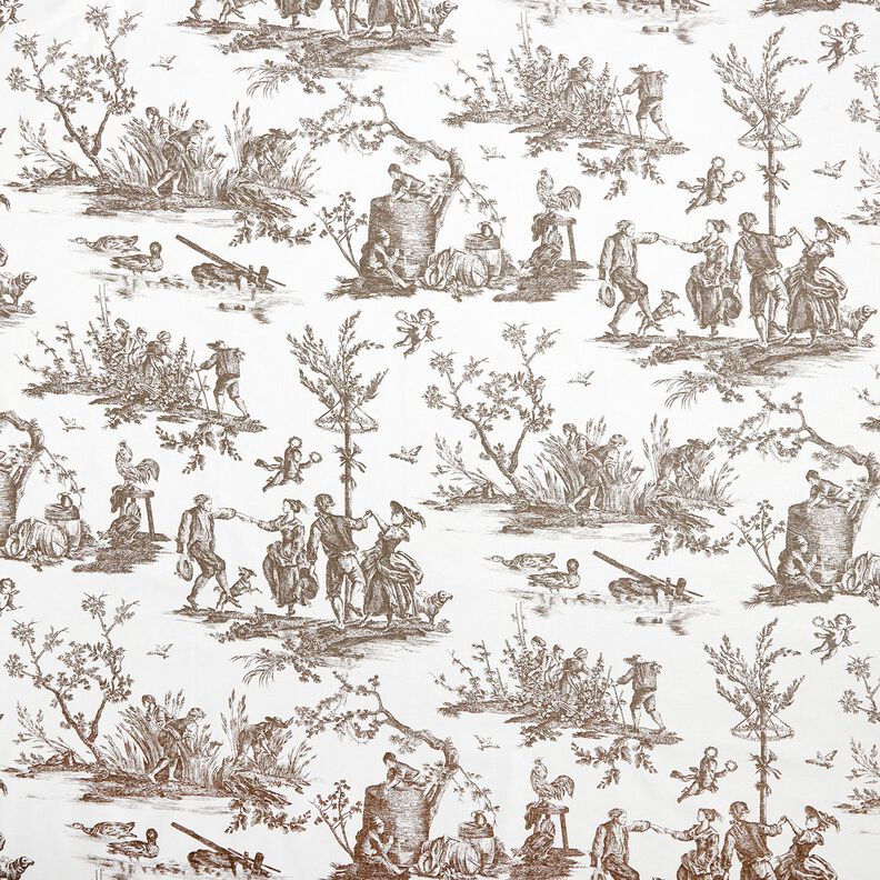 Dekorationsstof Halvpanama glade dansere 280 cm – taupe/hvid,  image number 1