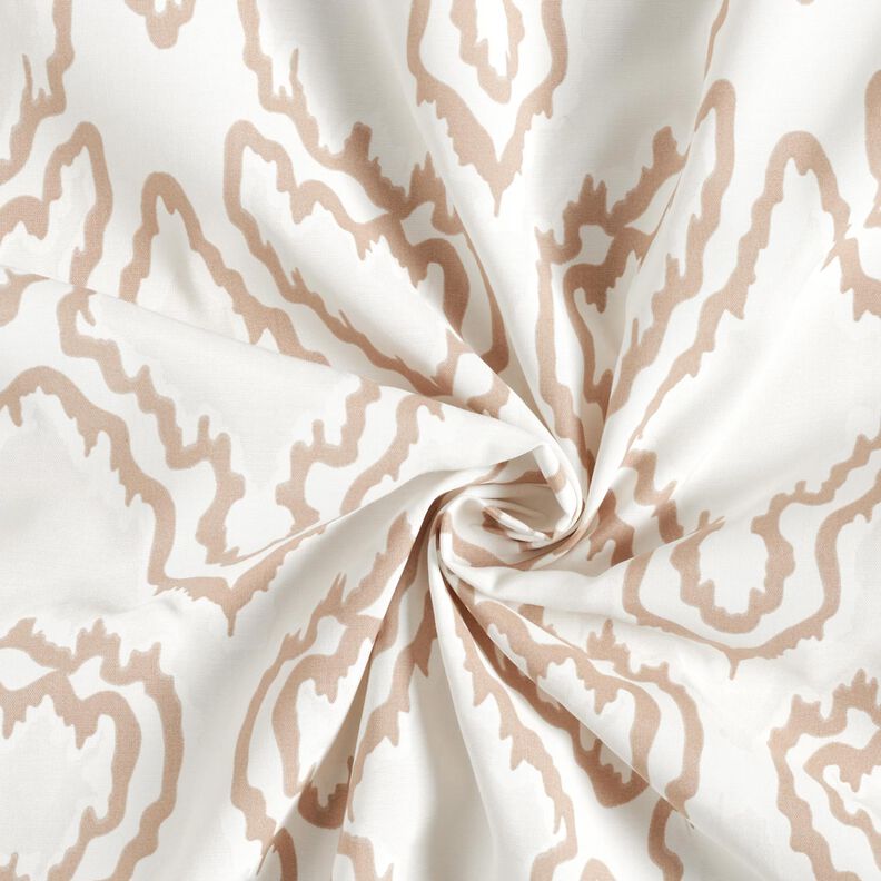 bomuldsstof med slangelinjer &ndash; beige/m&oslash;rkebeige,  image number 4