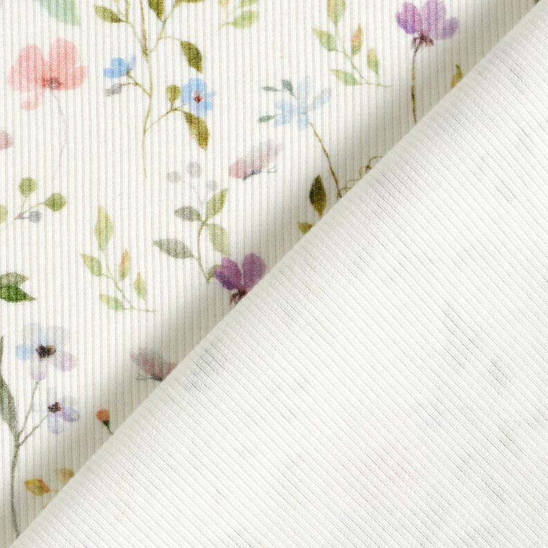 Rib-jersey akvarel blomstereng – elfenben,  image number 4