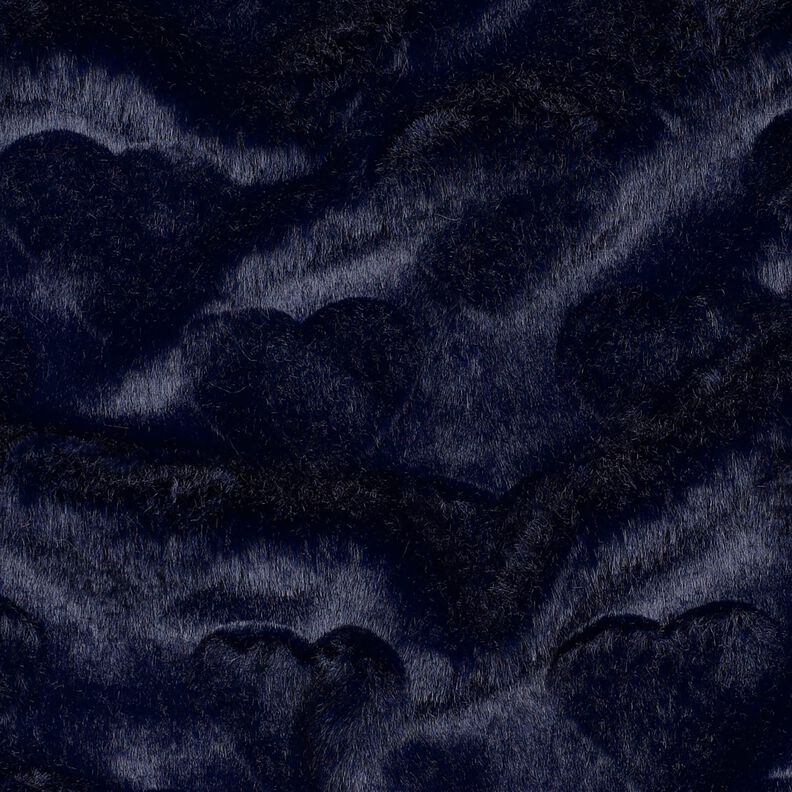 Kunstpels hjerter | Poppy Fabrics – sort-blå,  image number 2