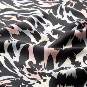 crepe-satin abstrakte blomsterblade &ndash; sort/s&oslash;lv, 