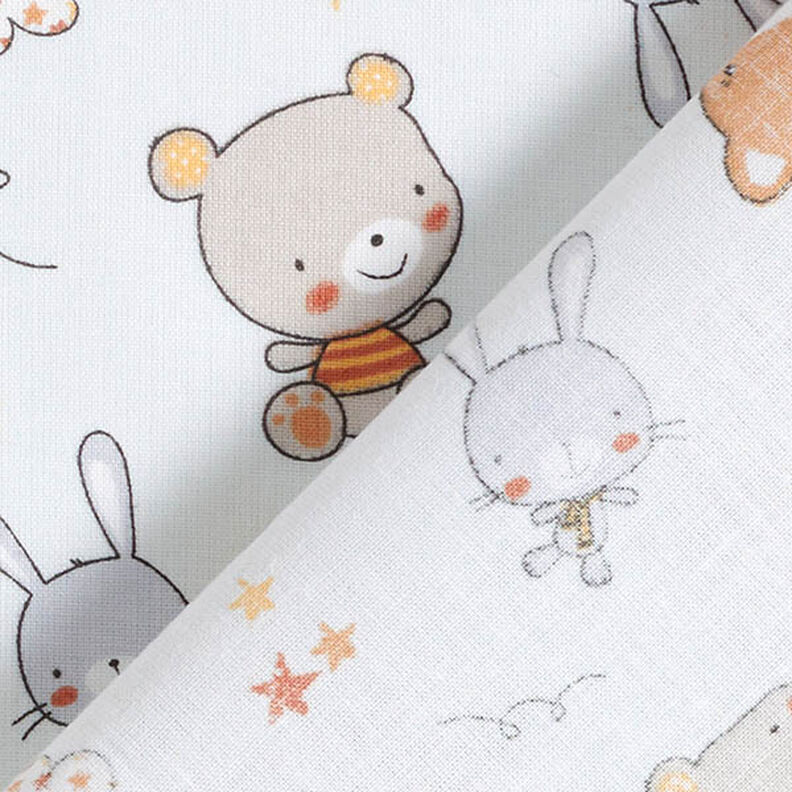 Cretonne små kaniner og bjørne – tågegrå,  image number 4