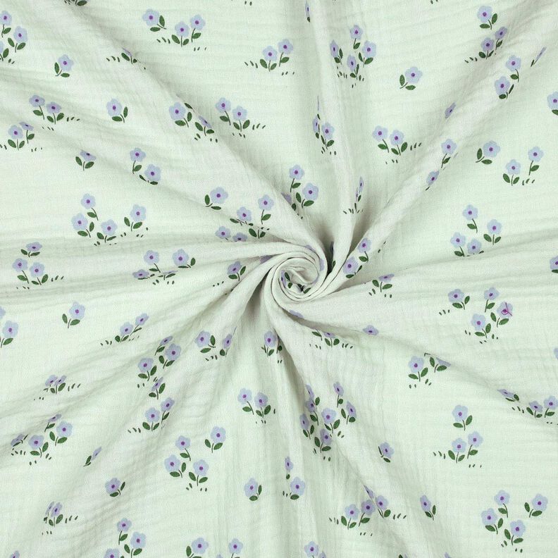 Musselin/Dobbelt-Crincle stof små blomster | Poppy Fabrics – lys mint,  image number 3