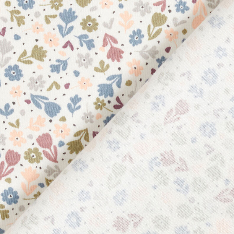 Bomuldsjersey søde blomster  – uldhvid,  image number 4