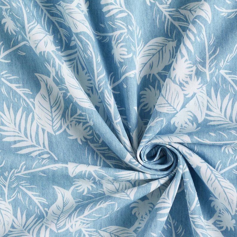 bomulds-chambray palmer – lyseblå/elfenben,  image number 3