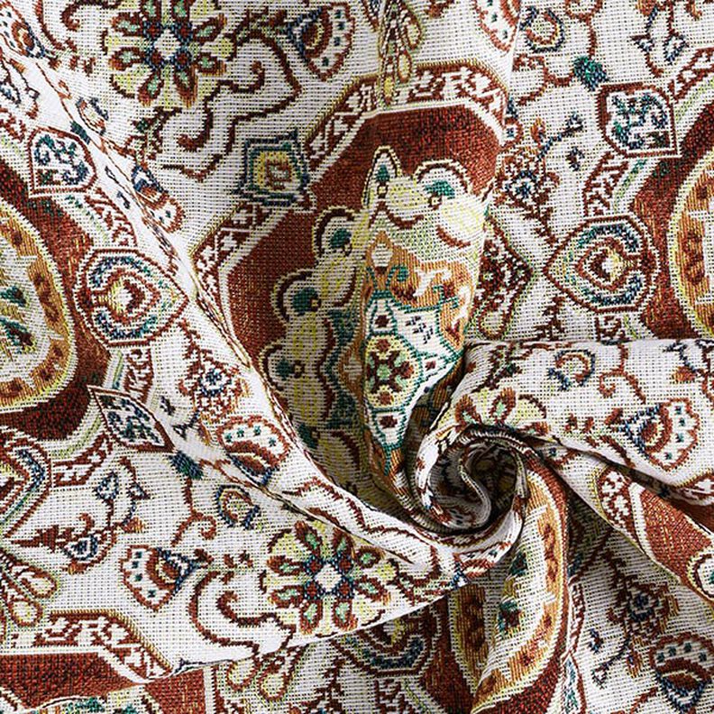 Dekorationsstof Gobelin orientalsk mandala – karminrød/elfenben,  image number 3
