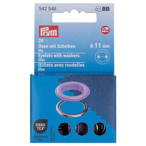 Øjer med skiver [20 stk. | Ø 11 mm] | Prym – lilla/sølv metallic, 