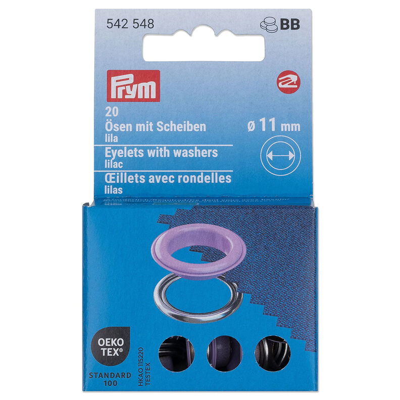 Øjer med skiver [20 stk. | Ø 11 mm] | Prym – lilla/sølv metallic,  image number 1