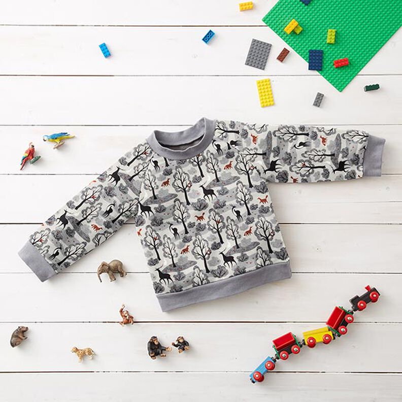Sweatshirt lodden abstrakte skovdyr Digitaltryk – tågegrå,  image number 6