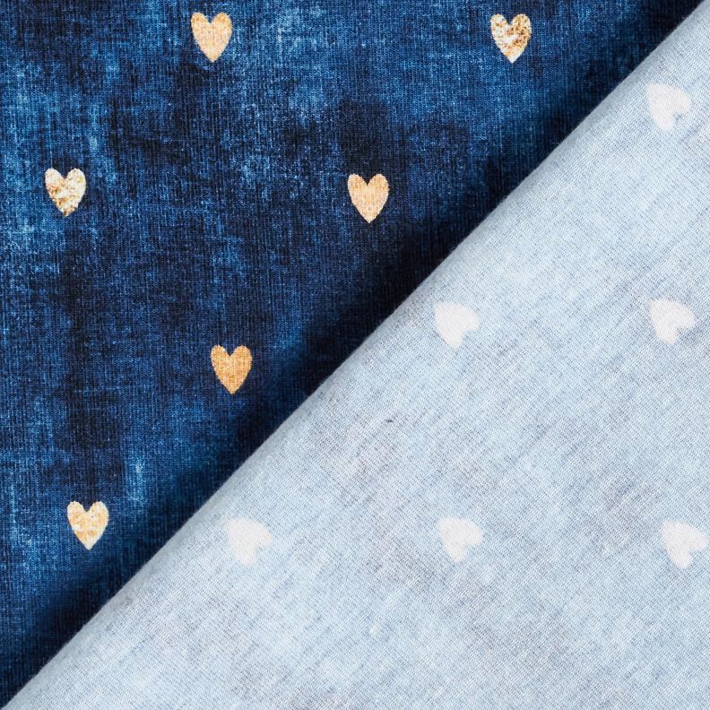 Bomuldsjersey gyldne hjerter | Glitzerpüppi – indigo,  image number 4