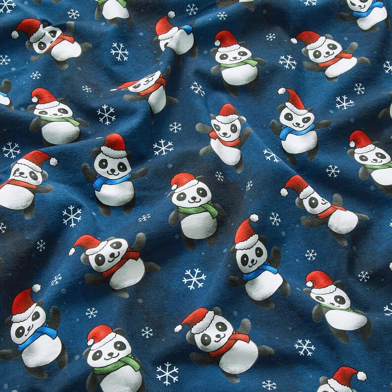 Bomuldsjersey Panda i julestemning | Glitzerpüppi – natblå/chili,  image number 2