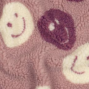 Teddyplys smileys | Poppy Fabrics – mørk gammelrosa/uldhvid, 