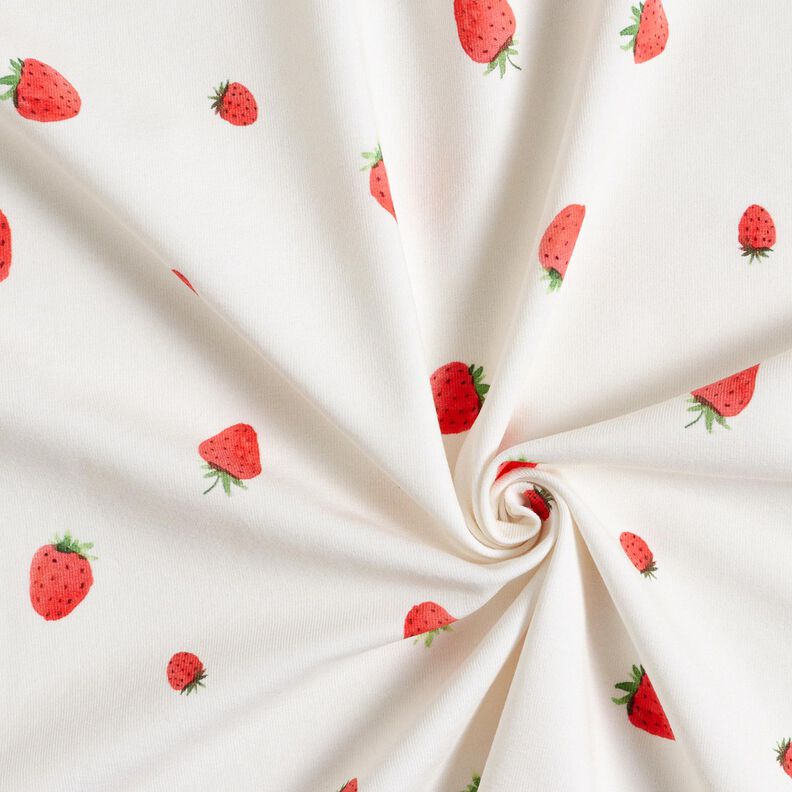 GOTS Bomuldsjersey akvarel jordbær Digitaltryk – elfenben,  image number 3
