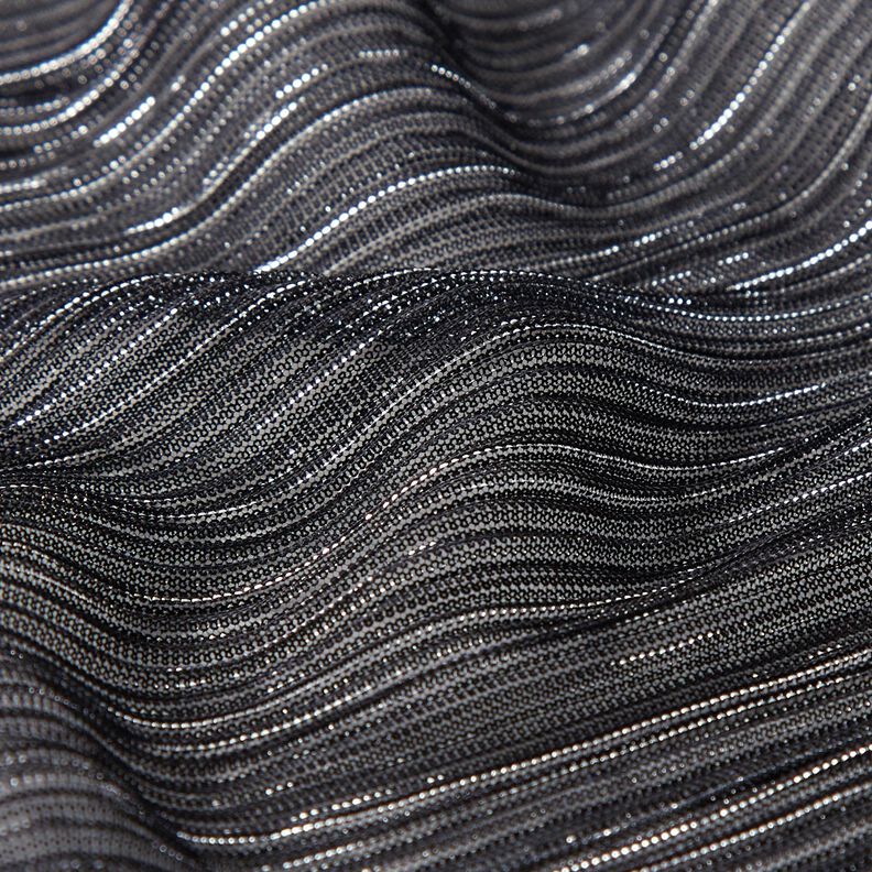Gennemsigtig plissé glitterstriber – sort,  image number 2
