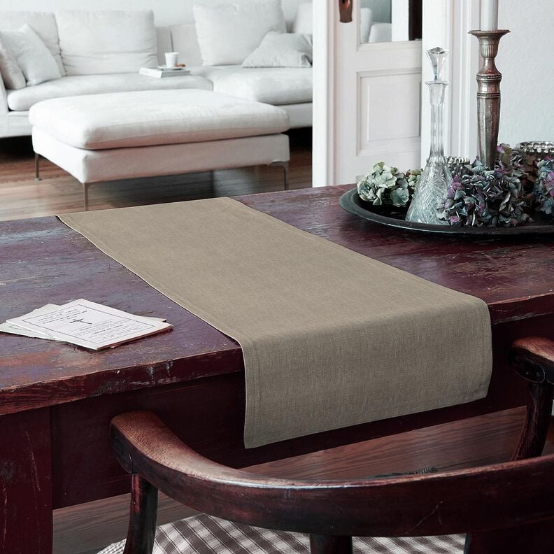 Hørstof ramie mix stonewashed, kraftig kvalitet – mørk taupe,  image number 6