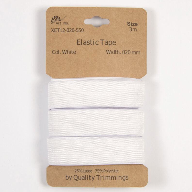 Elastisk b&aring;nd [3 m | 20 mm] &ndash; hvid,  image number 1