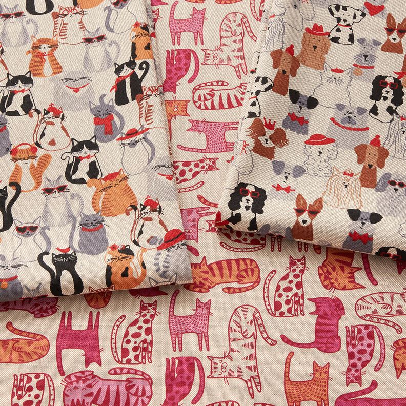 Dekorationsstof Halvpanama elegante hunde – natur/grå,  image number 5