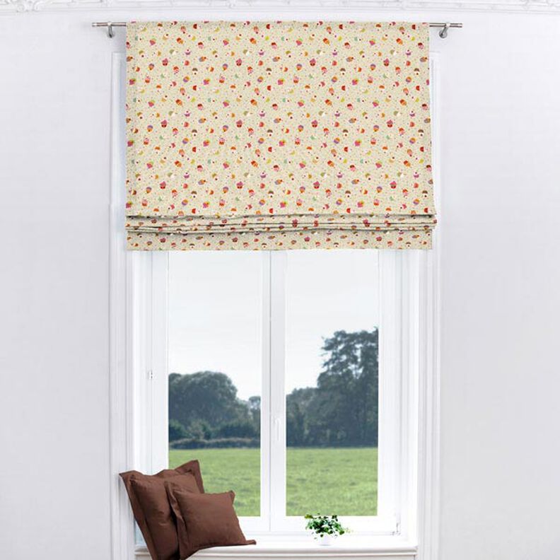 Dekorationsstof Halvpanama Farverige muffins – natur,  image number 4