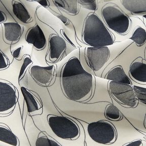 Chiffon abstrakte cirkler &ndash; hvid/sort, 
