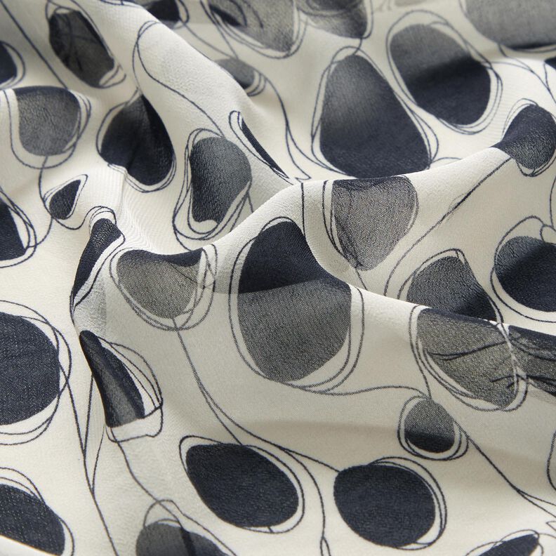 Chiffon abstrakte cirkler &ndash; hvid/sort,  image number 2