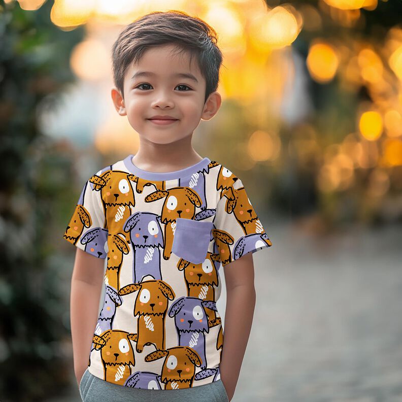 Bomuldsjersey hunde med slappe ører | Poppy Fabrics – uldhvid,  image number 5