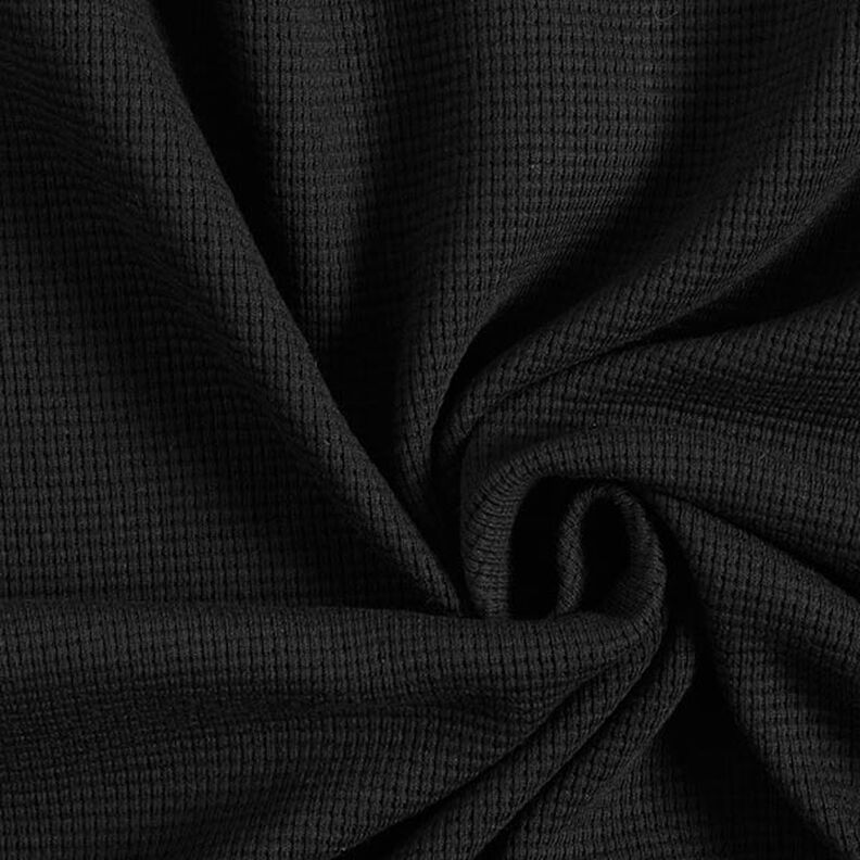 Mini Vaffeljersey af bomuld ensfarvet – sort,  image number 1