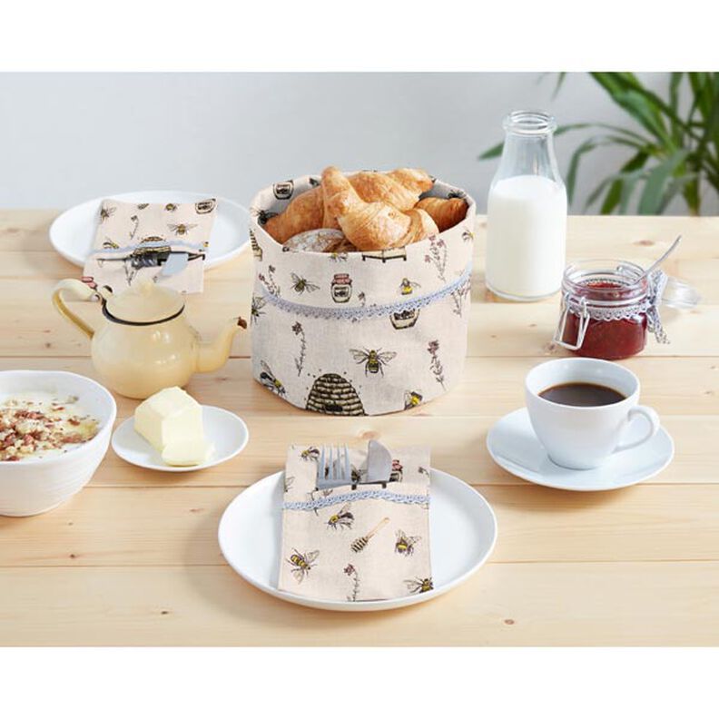 Dekorationsstof Halvpanama Bier og honning – natur,  image number 6