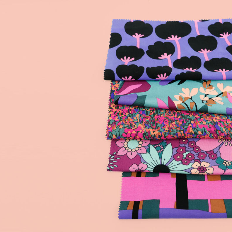 LENZING™ ECOVERO™ viskosestof  Poppies | Nerida Hansen – lilla/sort,  image number 6