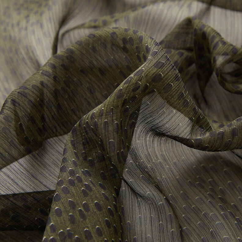 crêpe chiffon store prikker – kaki/sort,  image number 2