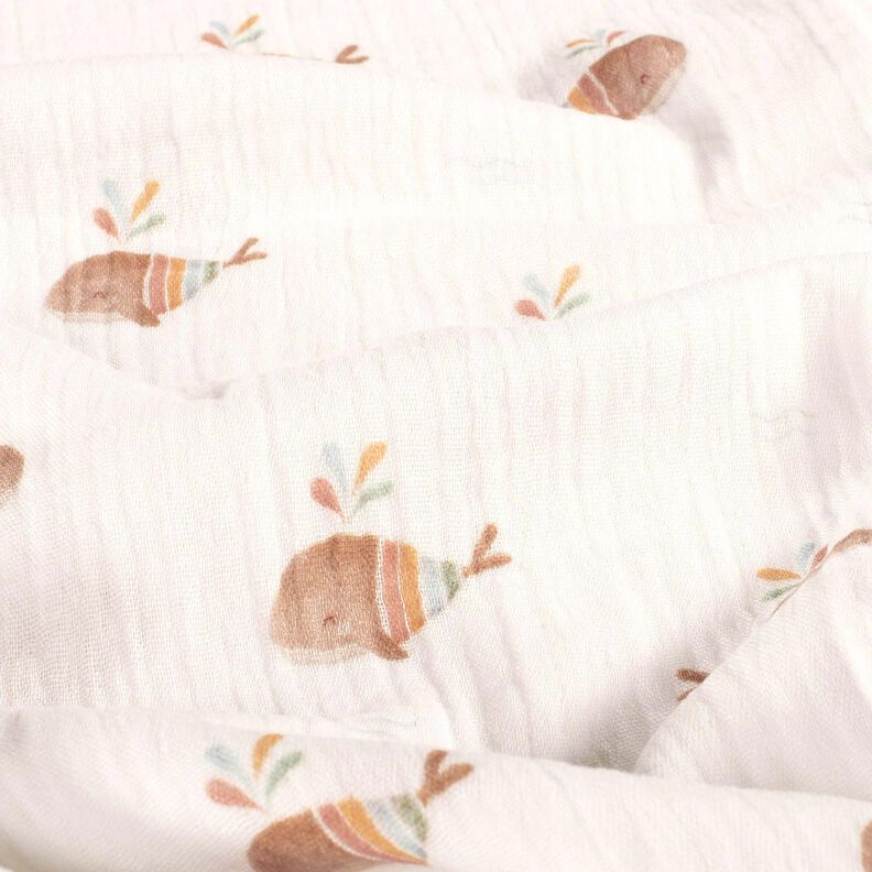 Musselin/Dobbelt-Crincle stof Stribet hval Digitaltryk – elfenben,  image number 2