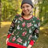 French Terry Sommersweat Julemanden og lama | Glitzerpüppi – mørkegrøn/chili,  thumbnail number 5