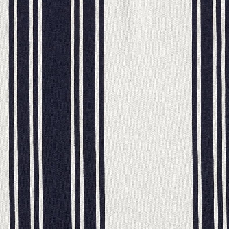 Dekorationsstof Panama blokstriber – sort-blå/tågegrå,  image number 1