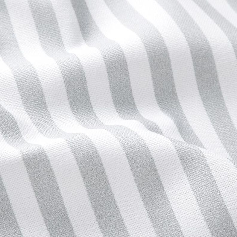 Dekorationsstof Halvpanama Lodrette striber – lysegrå/hvid,  image number 2